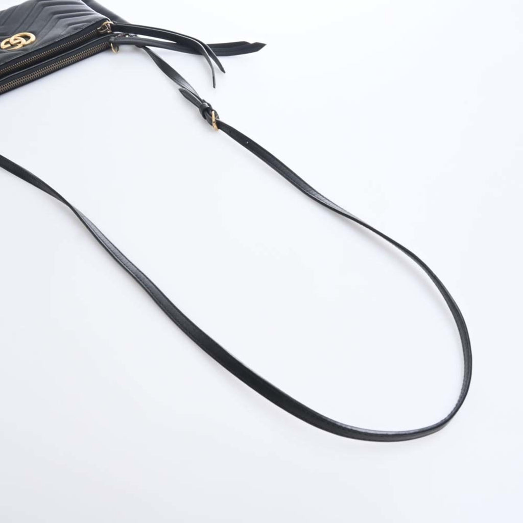 GUCCI GG Marmont Leather Shoulder Bag 453878 Black Women's