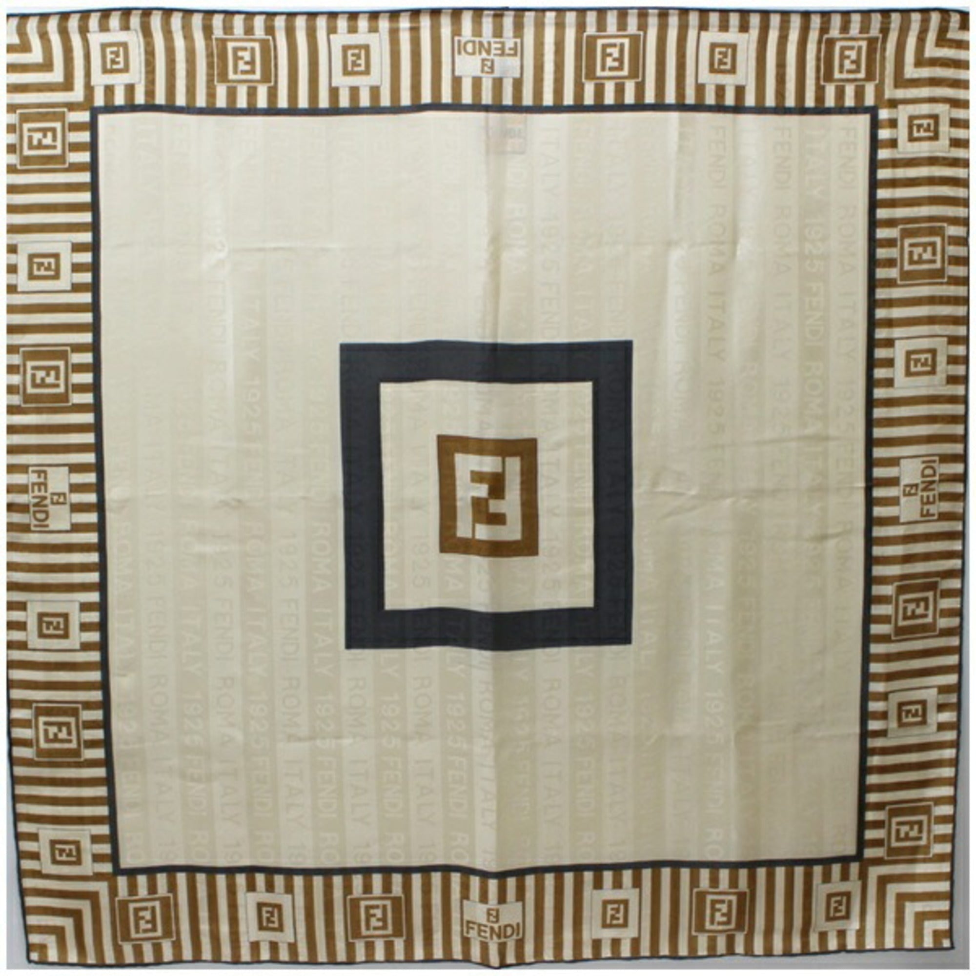 FENDI silk scarf muffler beige pattern Zucca  ladies