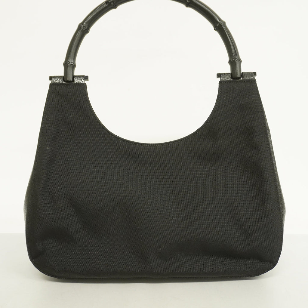 GUCCI  Bamboo Handbag 001 3739 Women's Nylon,Leather Handbag Black