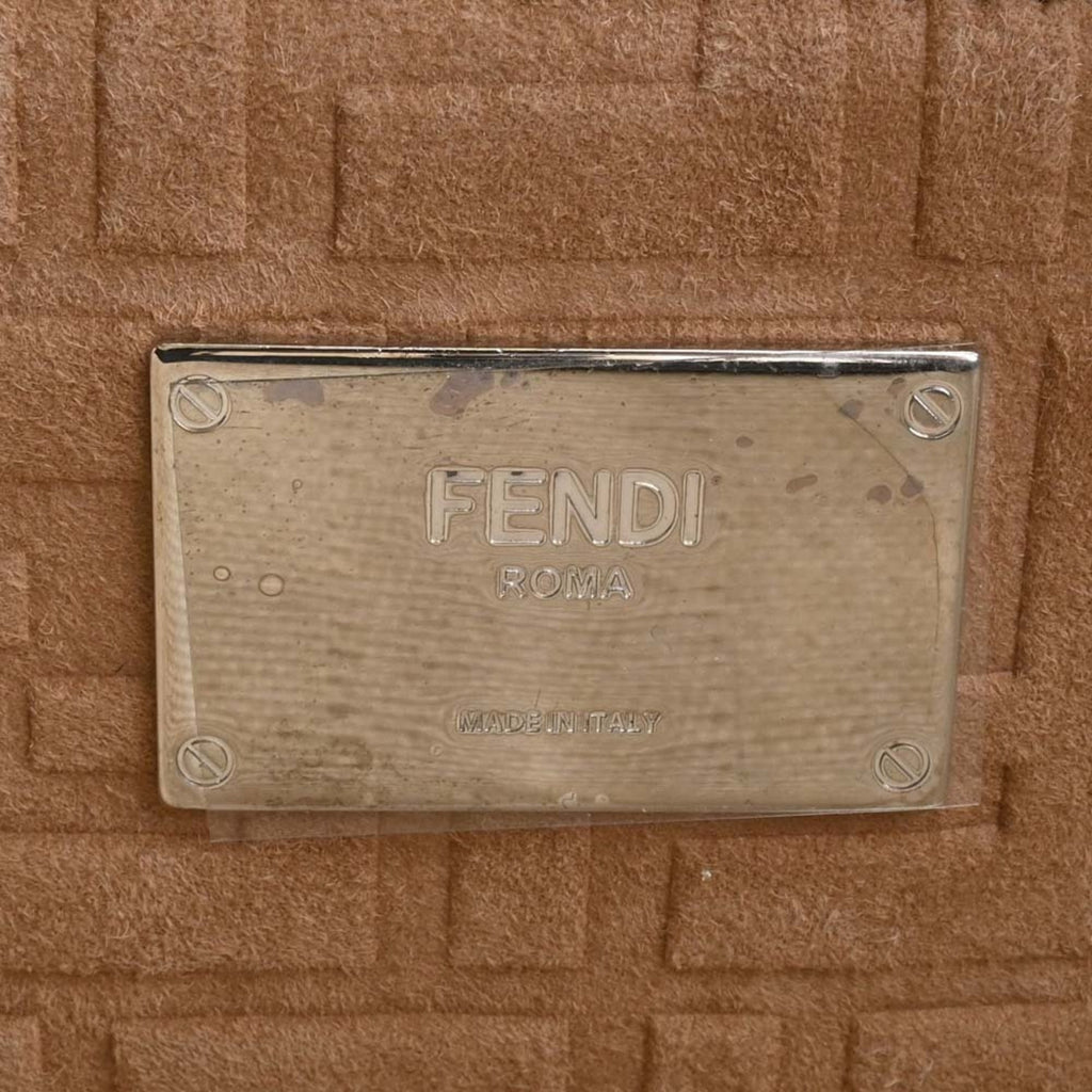 FENDI Leather Canvas Peekaboo X-Rite Shoulder Bag 7V47 Black Natural Ladies