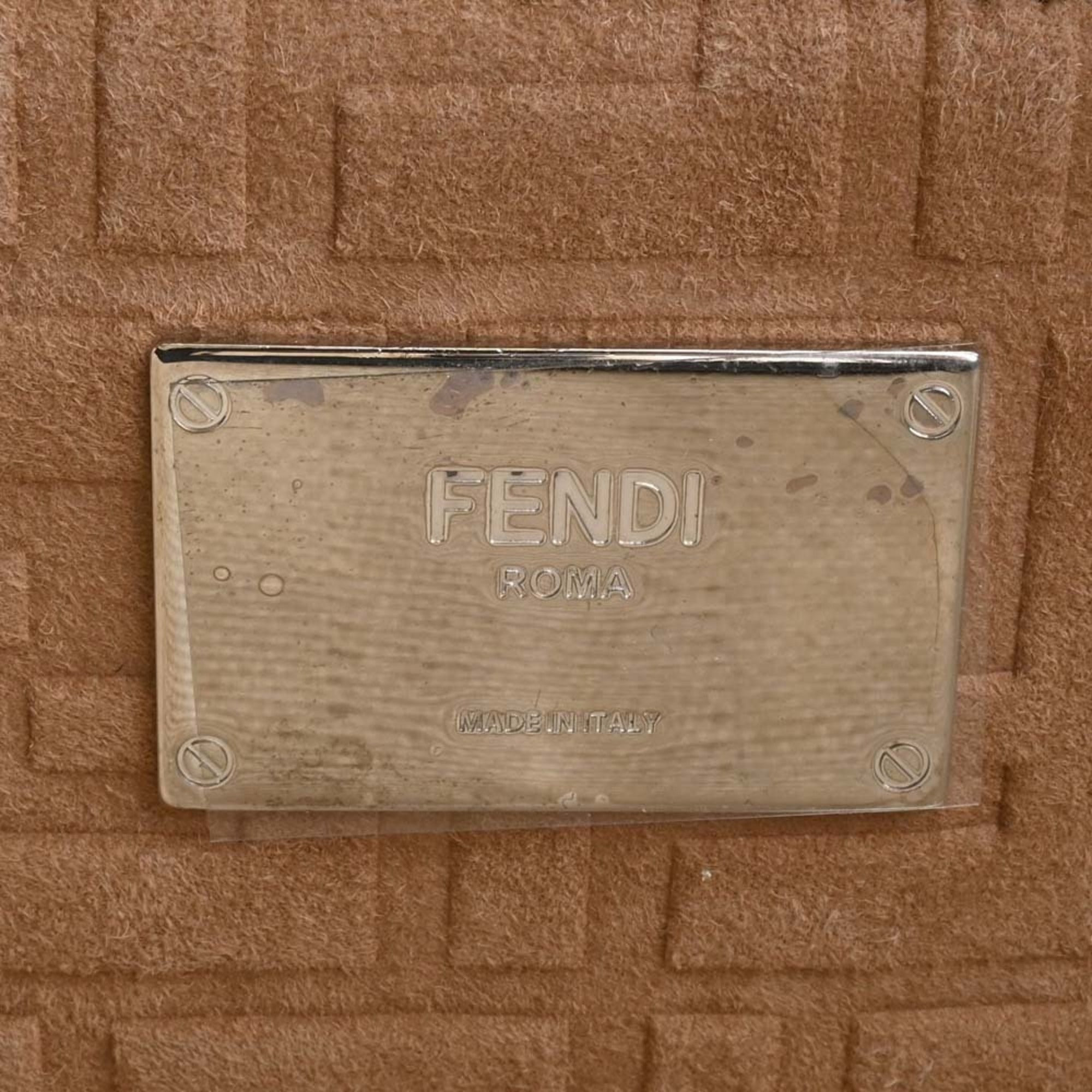 FENDI Leather Canvas Peekaboo X-Rite Shoulder Bag 7V47 Black Natural Ladies