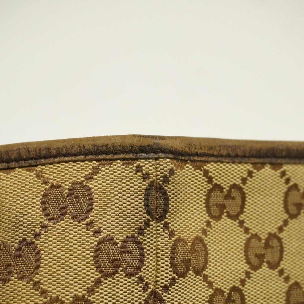 GUCCI  Sherry Line 137396 Women's GG Canvas,Leather Tote Bag Beige,Brown