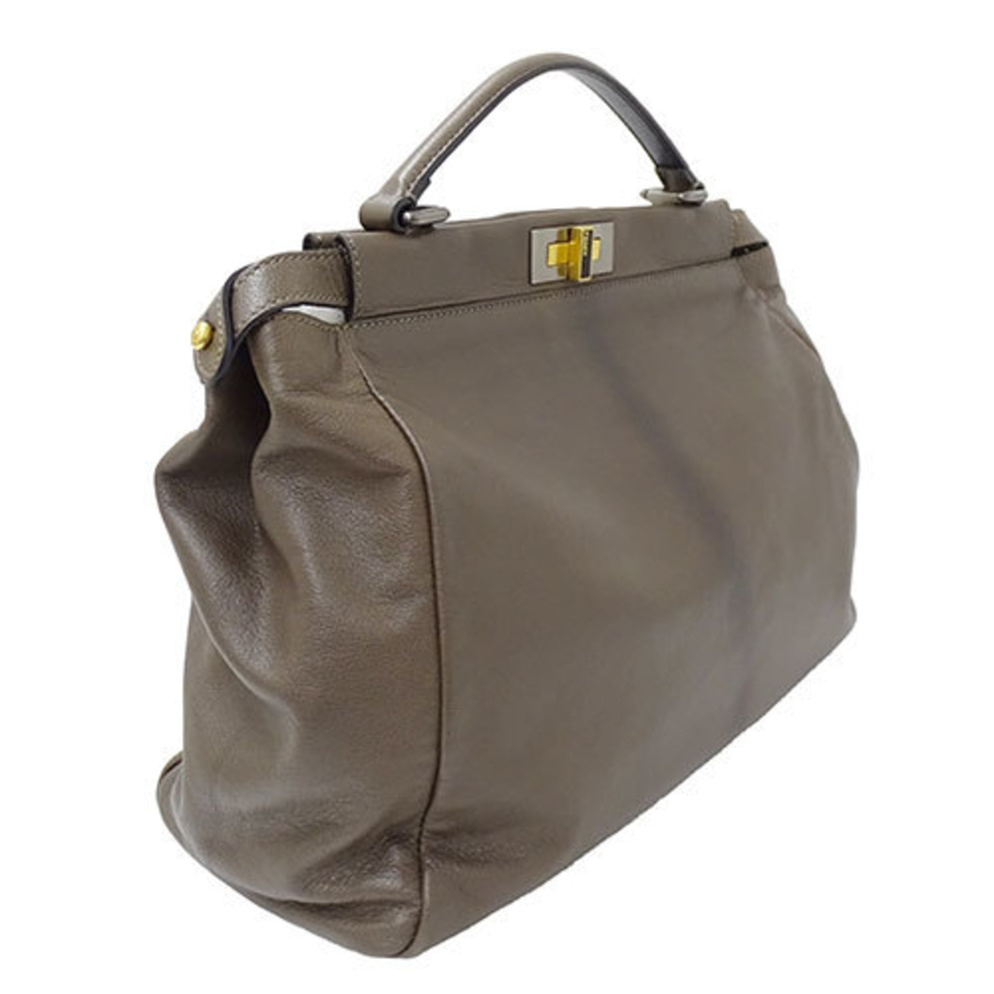 FENDI Bag Women's Handbag Shoulder 2way Leather Peekaboo Large Charcoal Brown 8BN210 Cool