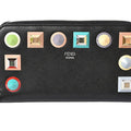 FENDI wallet  long round zipper rainbow leather black multicolor studs 8M0299