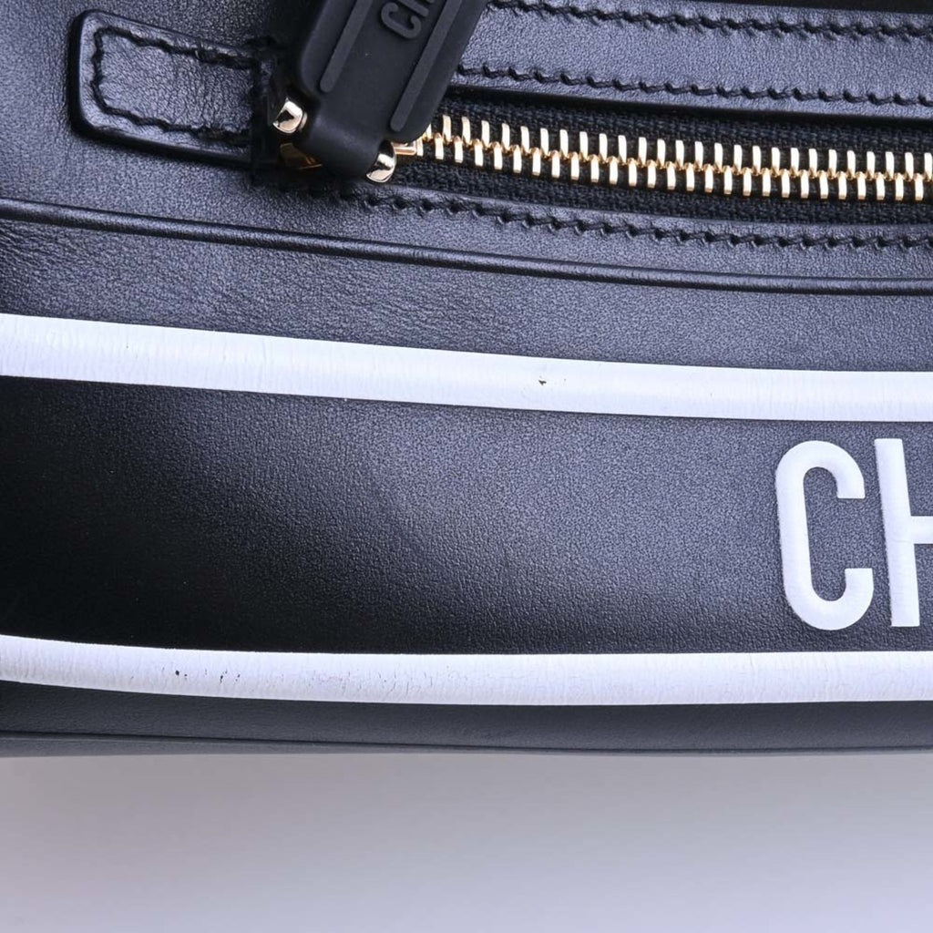 CHRISTIAN DIOR DIOR VIBE macro cannage leather medium bag handbag black white ladies
