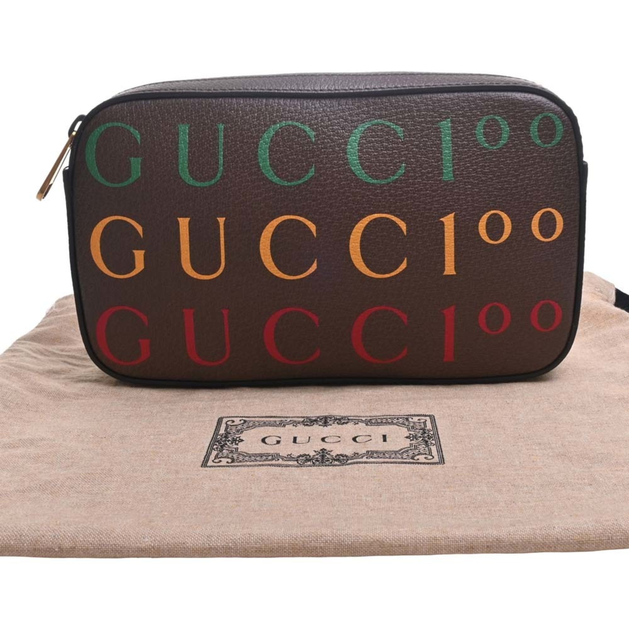 GUCCI Leather Waist Bag Belt 100th Anniversary 602695 Brown Women's