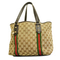 GUCCI  Sherry Line 137396 Women's GG Canvas,Leather Tote Bag Beige,Brown