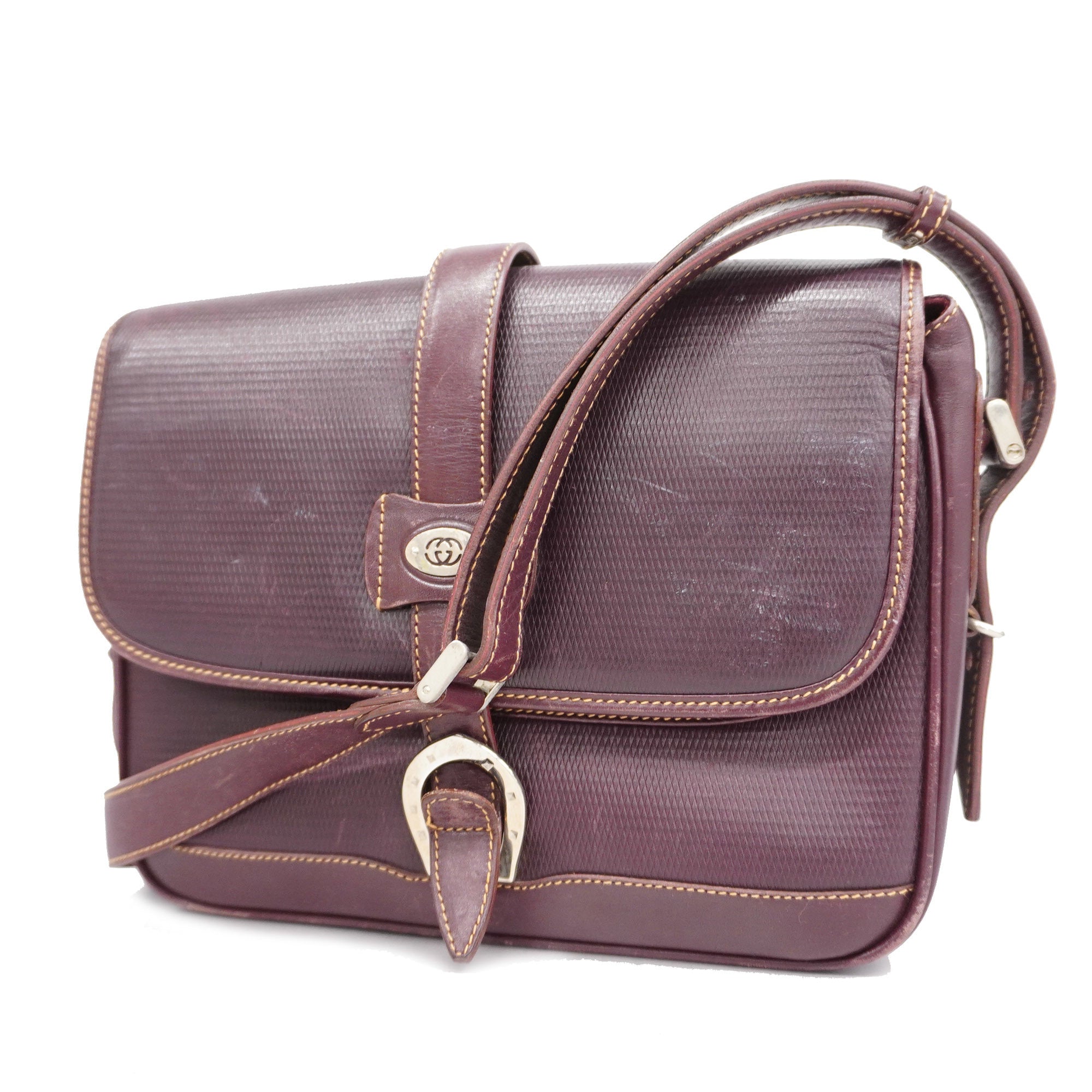 GUCCI  GG Canvas Shoulder Bag 001 106 0466 Women's Leather Bordeaux