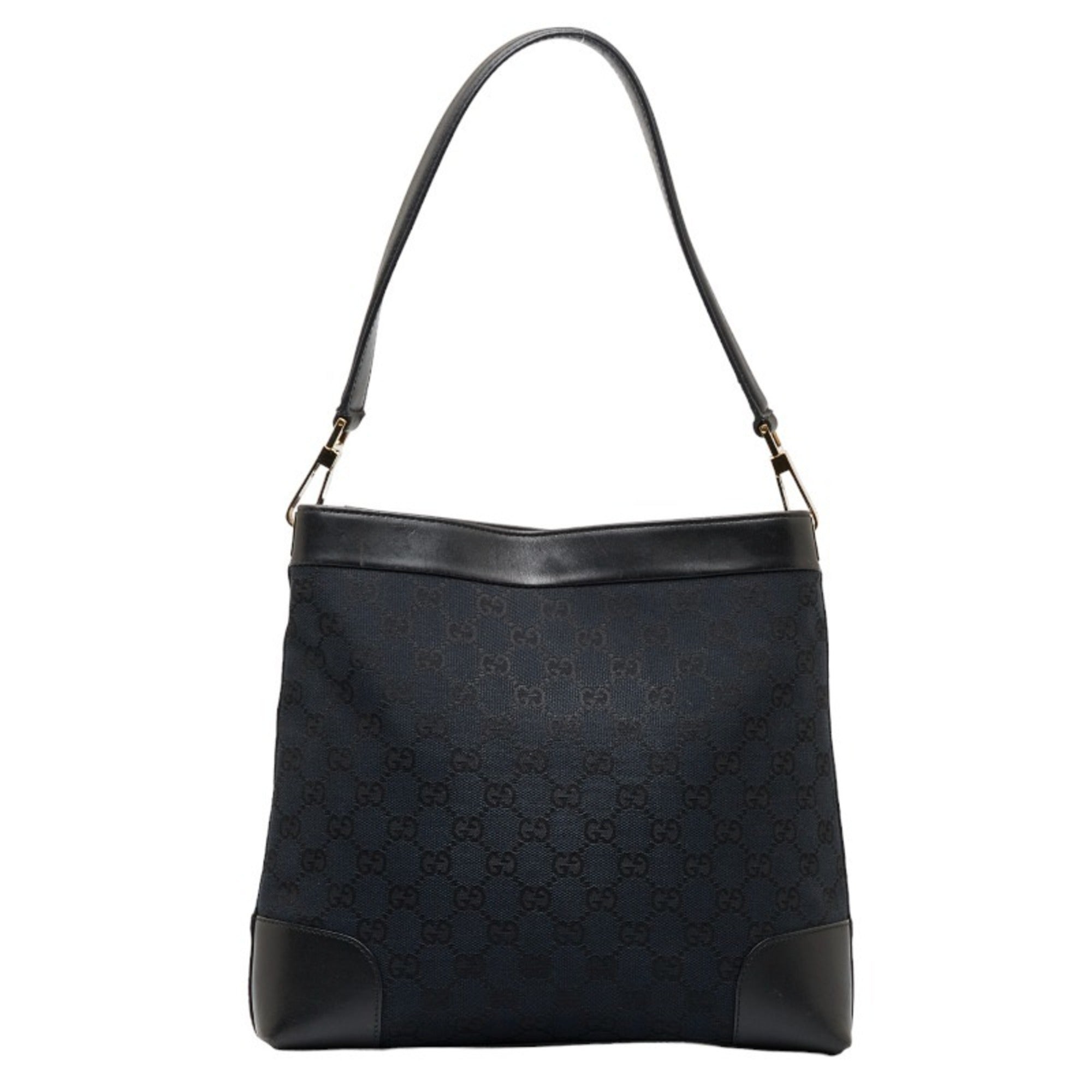 GUCCI GG canvas handbag one shoulder bag 001 4231 black leather ladies