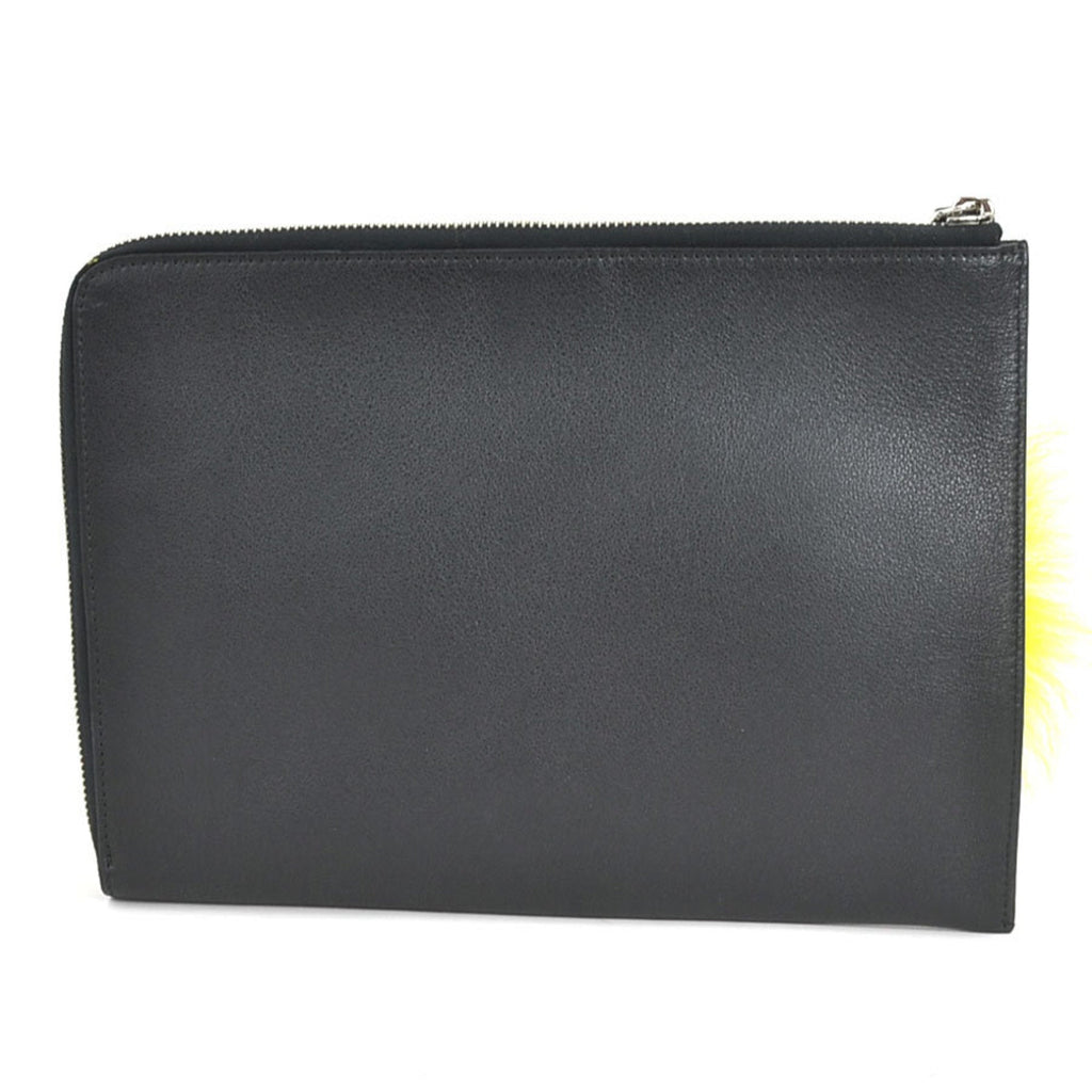 FENDI Clutch Bag Monster Leather/Fur Black/Multicolor Unisex e55994g