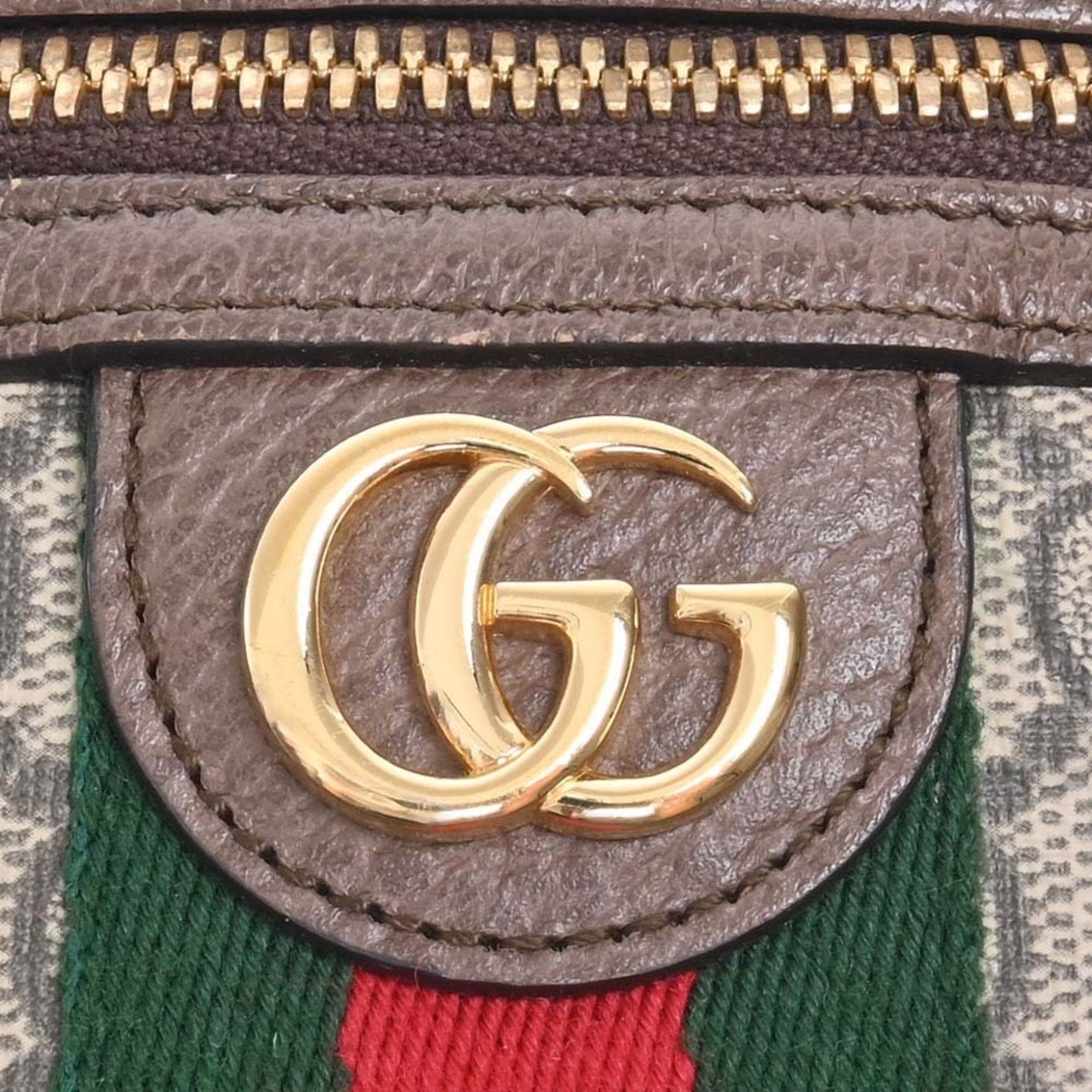 GUCCI Ophidia GG Supreme Tick Case Vanity Bag 611001 Beige Brown Women's