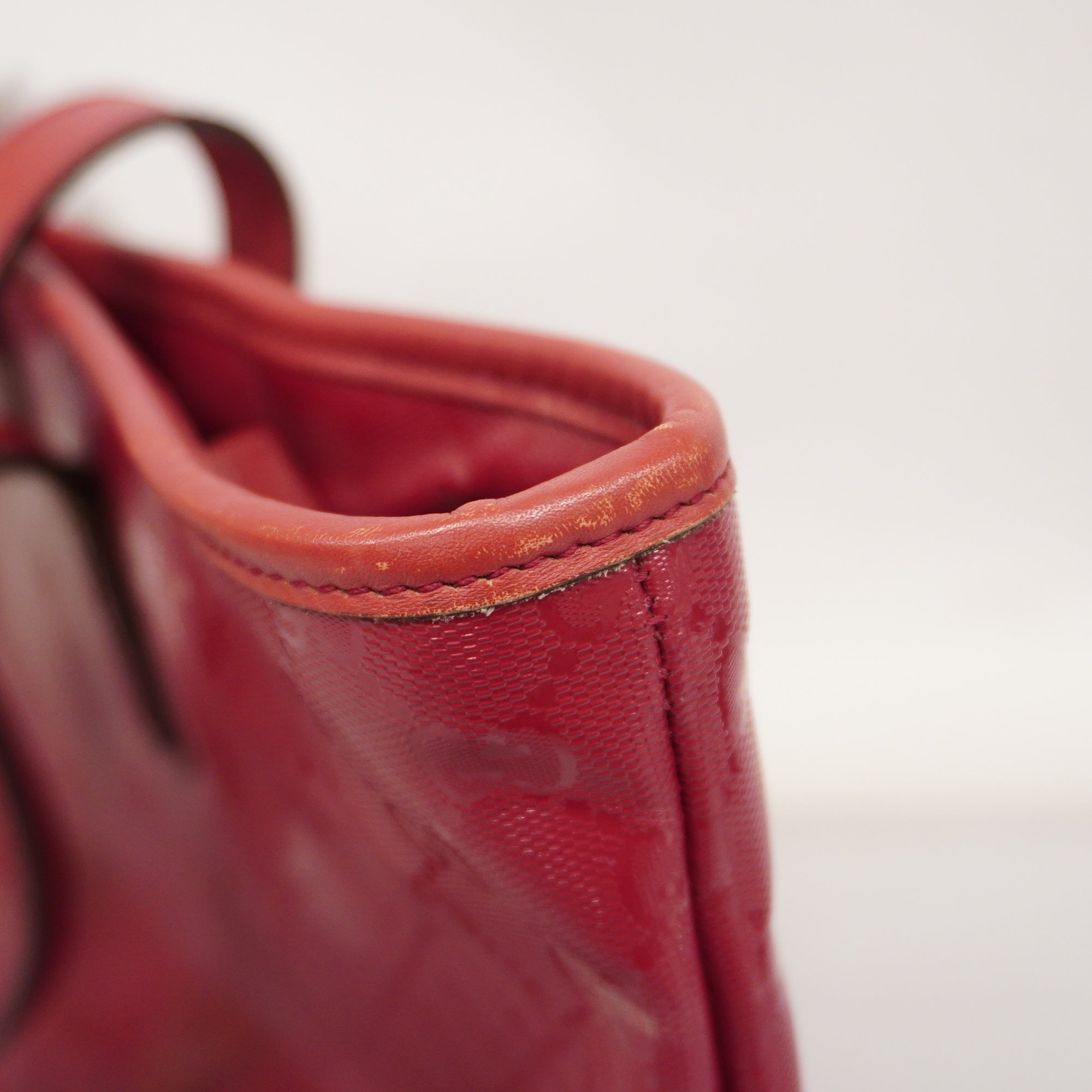 GUCCI  GG Imprime 211137 Women's Leather Tote Bag Red Color