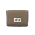 FENDI Peekaboo Trifold Wallet Leather Beige 8M0426 Silver Metal Fittings