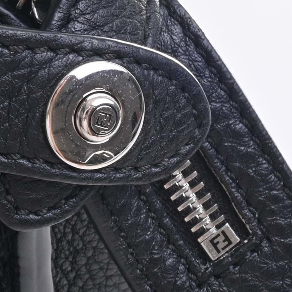 FENDI Selleria Leather Peekaboo Essential Handbag 7VA506 Black Ladies