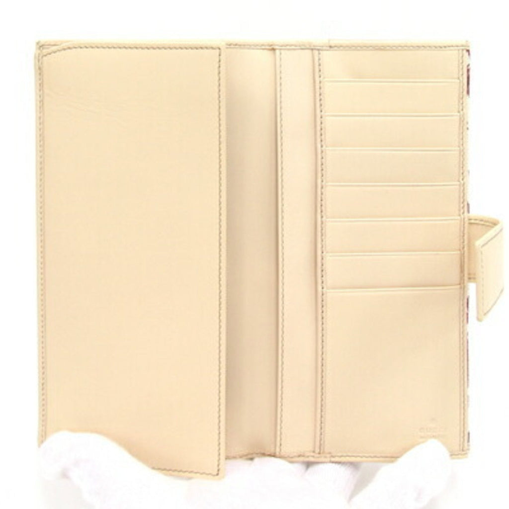 GUCCI W long wallet 112715 Purple White Canvas Leather Flower Ladies