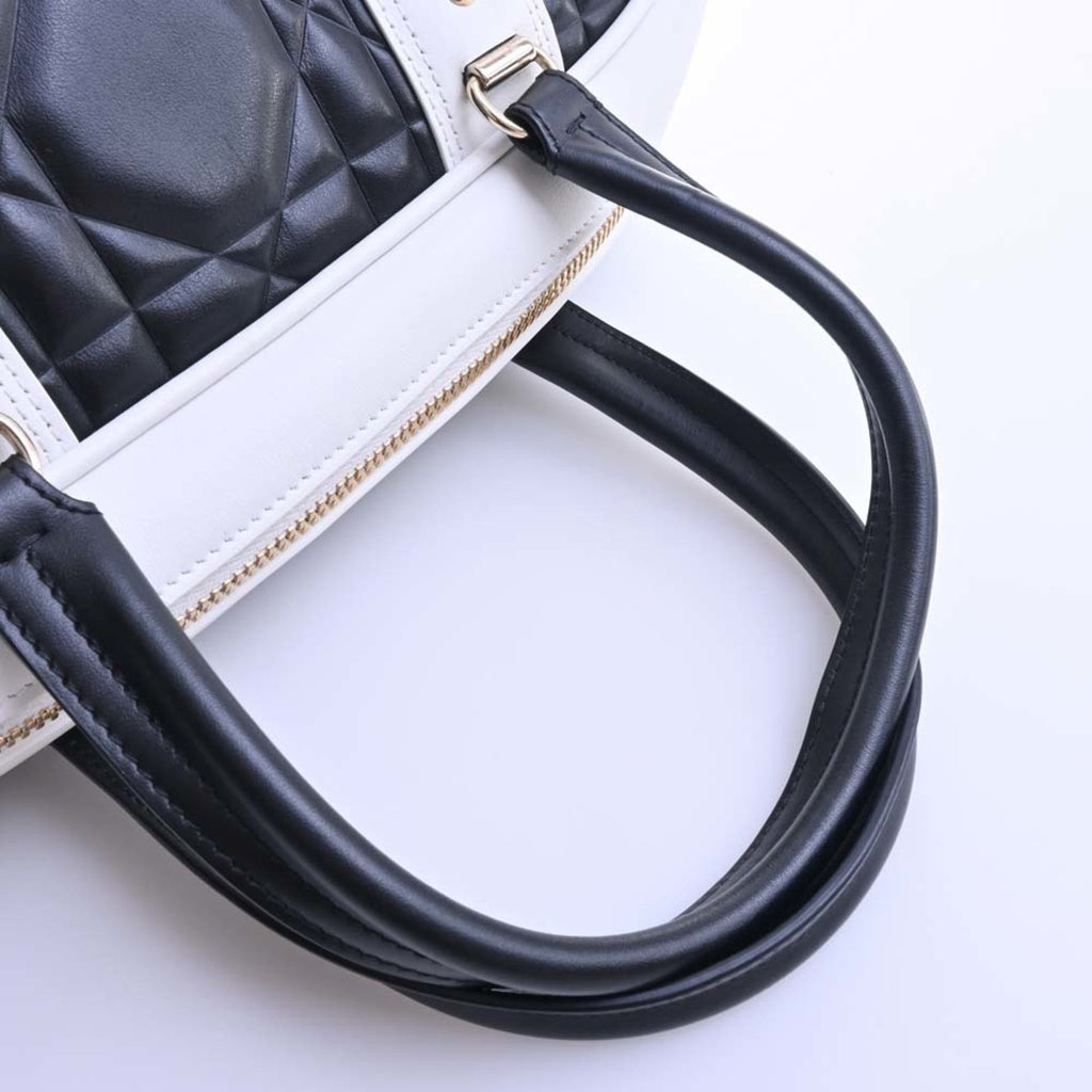 CHRISTIAN DIOR DIOR VIBE macro cannage leather medium bag handbag black white ladies