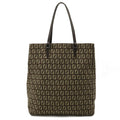 FENDI Zucchino Zucca Pattern Tote Bag Handbag Canvas Leather Dark Brown Beige 8BH067