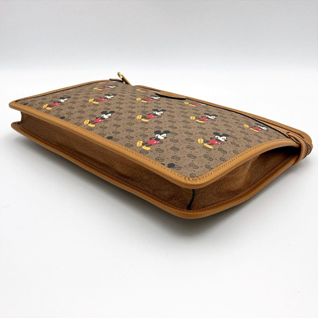 GUCCI Mickey Disney Clutch Bag Second Pouch Micro GG Brown PVC Women's 602552