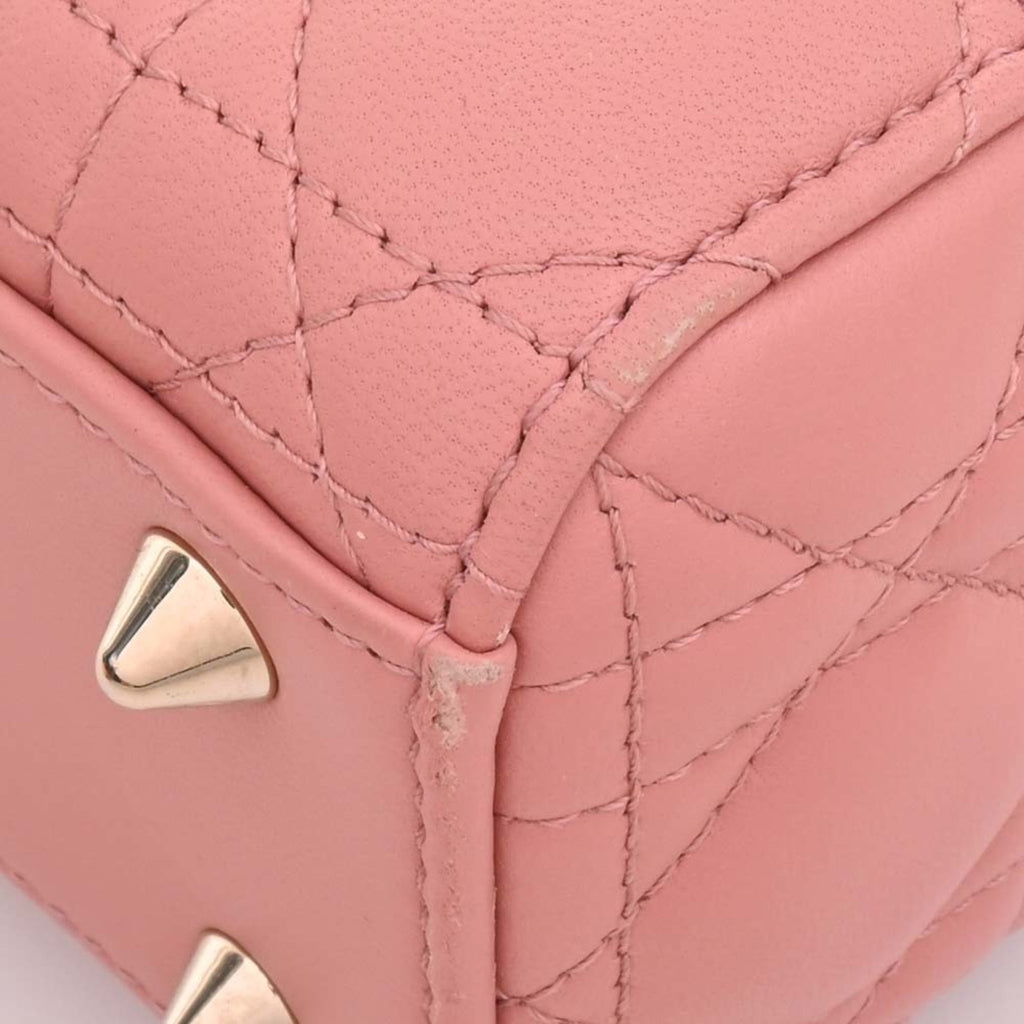 CHRISTIAN DIOR MY ABC DIOR My Lady Cannage Leather Handbag Pink Ladies