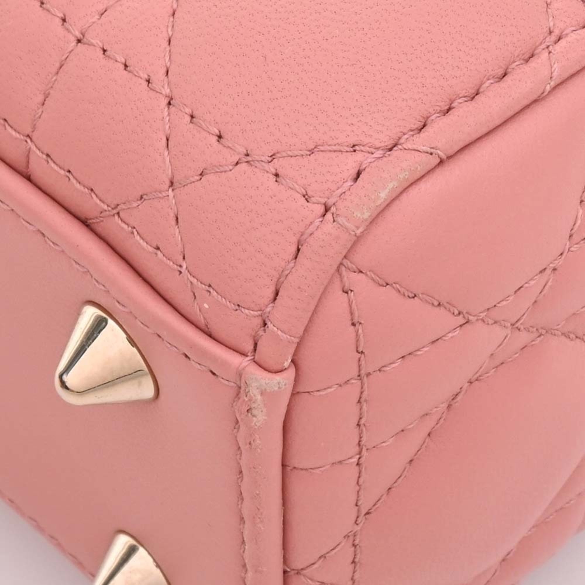 CHRISTIAN DIOR MY ABC DIOR My Lady Cannage Leather Handbag Pink Ladies