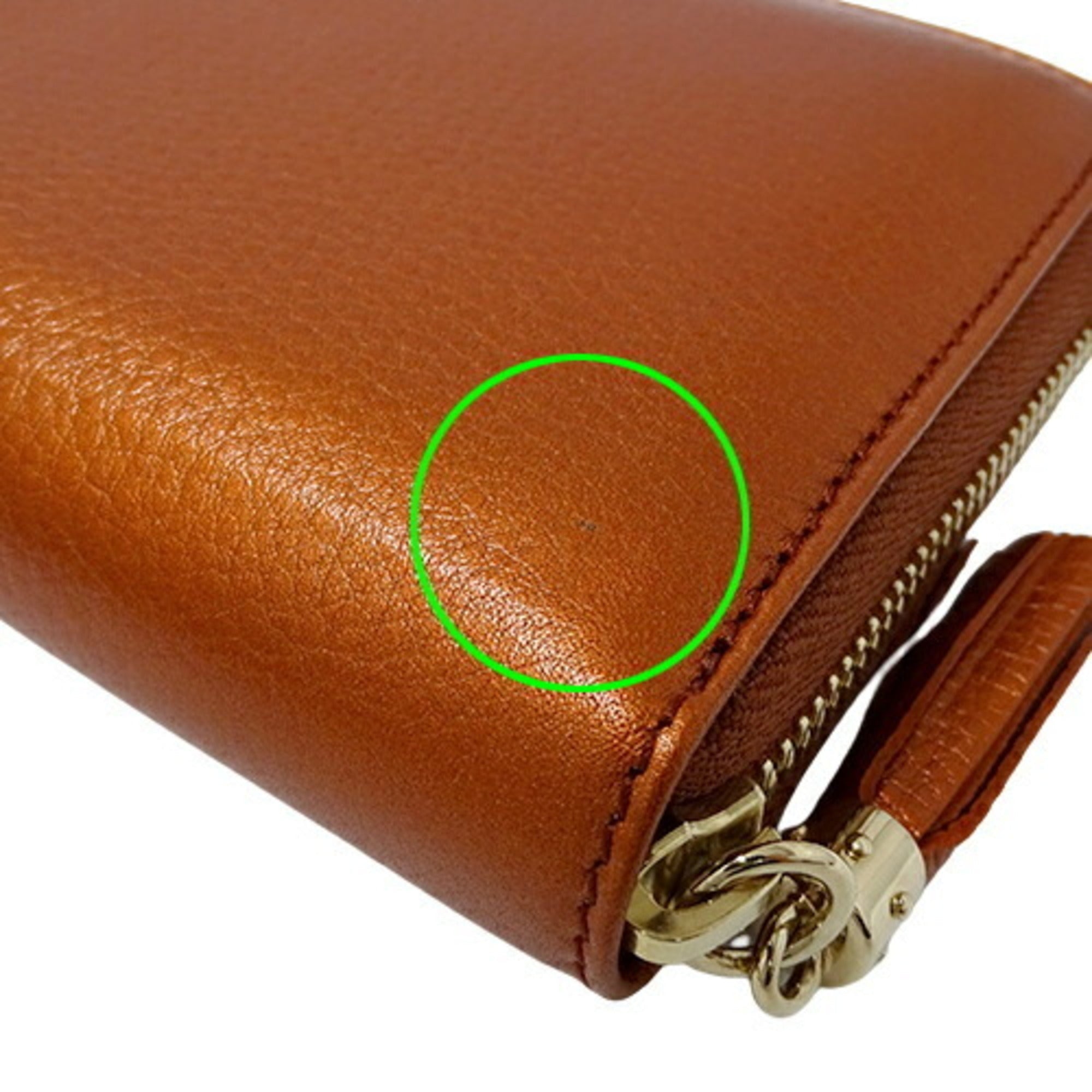 GUCCI Wallet Women's Long Soho Leather Orange 308280 Metallic Tassel Round