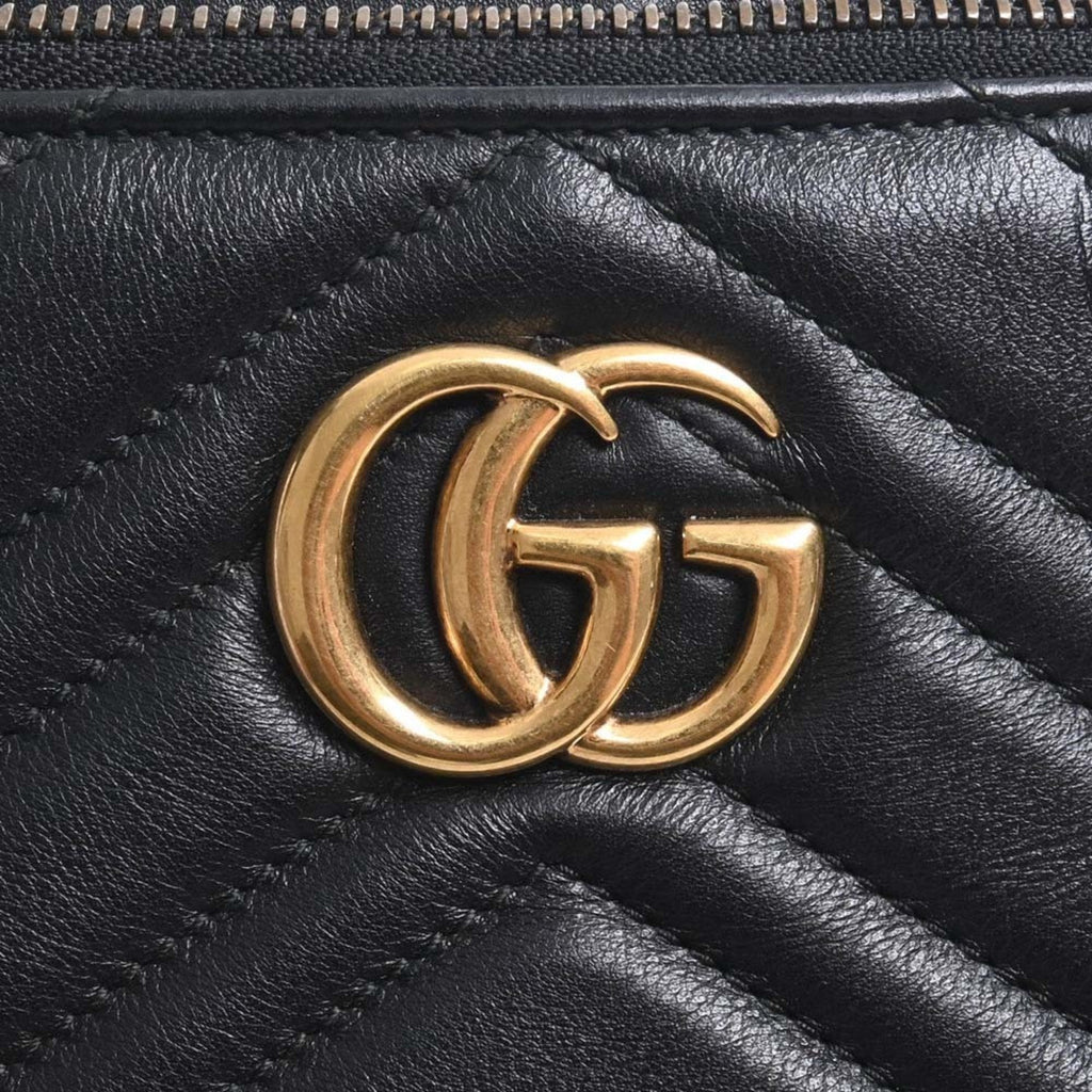 GUCCI GG Marmont Leather Shoulder Bag 453878 Black Women's