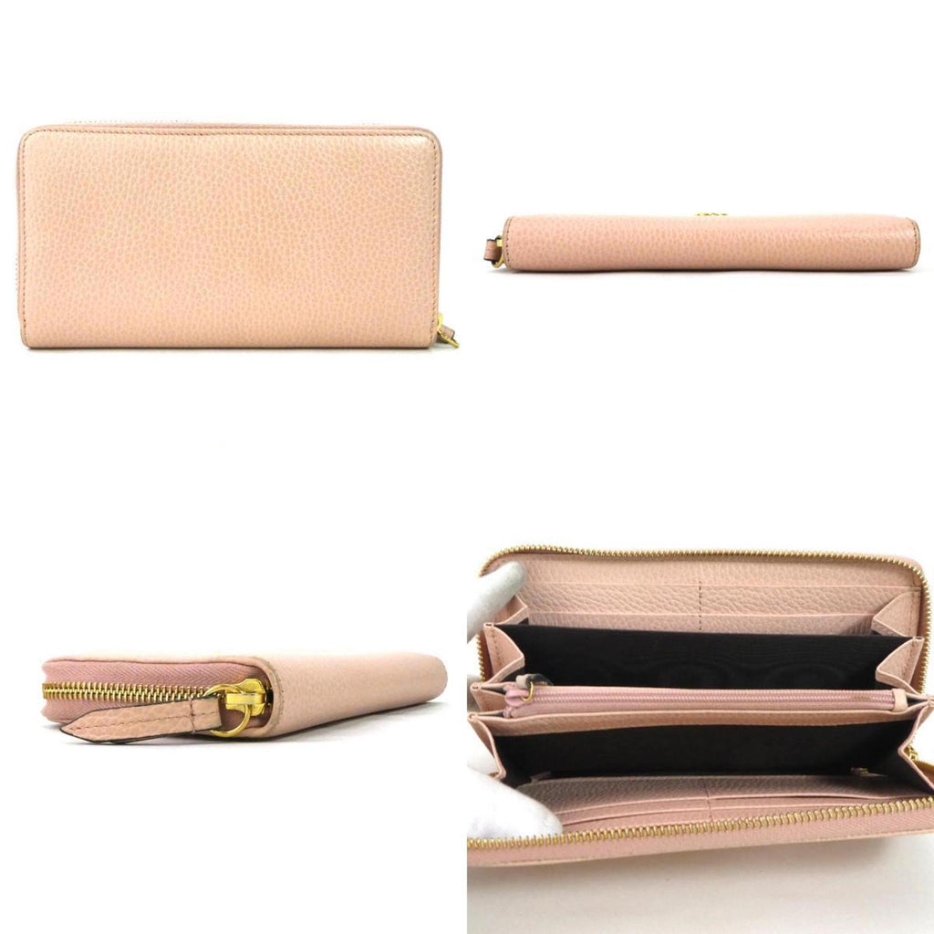 GUCCI Round Zipper Long Wallet GG Marmont Leather Light Pink Women's 456117 55159i