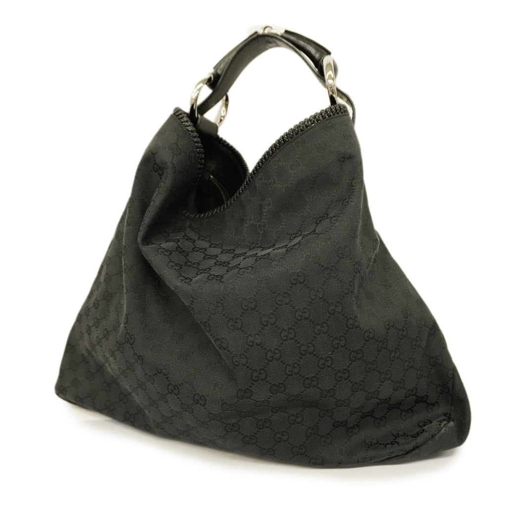 GUCCI  Horsebit Shoulder Bag 114900 Women's GG Canvas Shoulder Bag Black