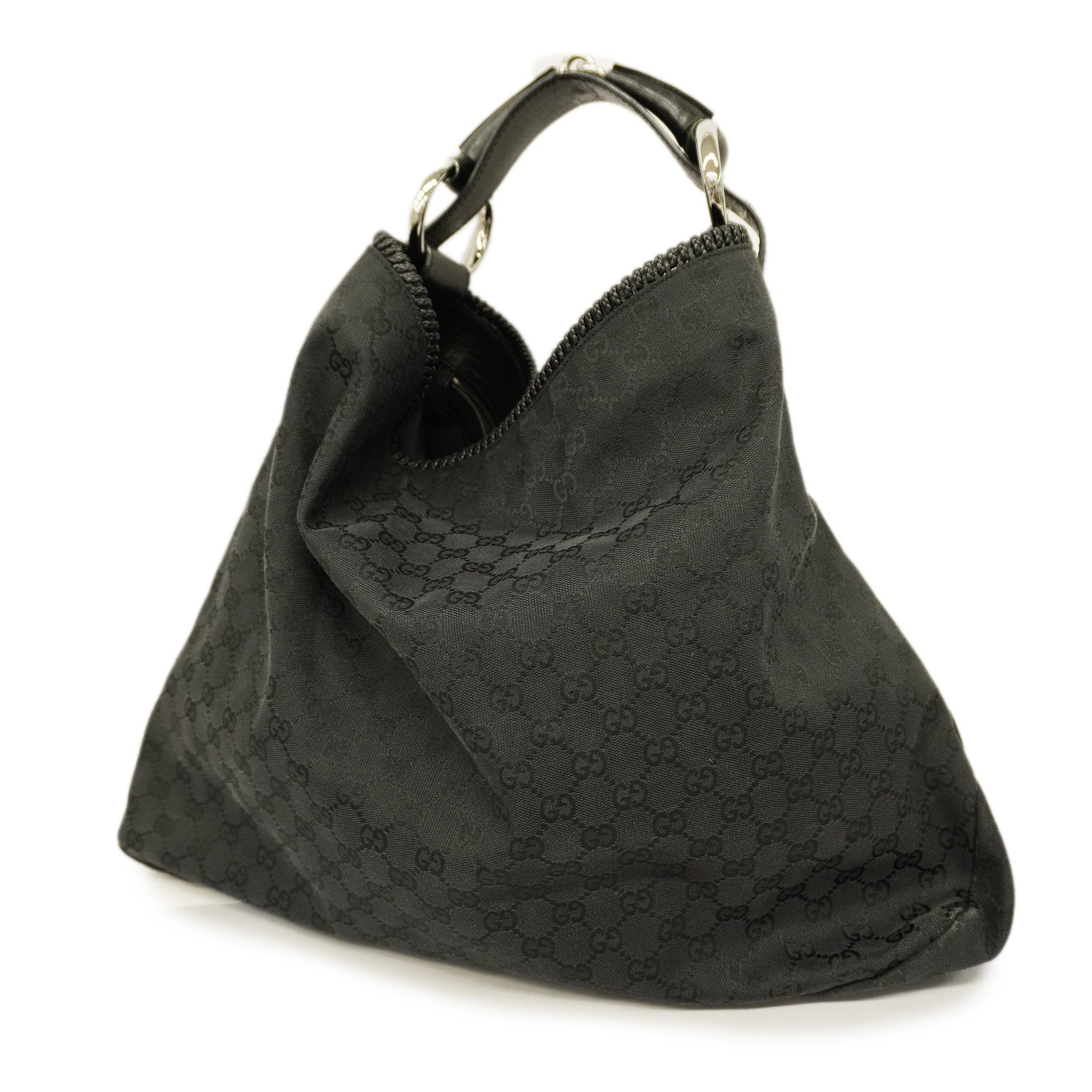 GUCCI  Horsebit Shoulder Bag 114900 Women's GG Canvas Shoulder Bag Black