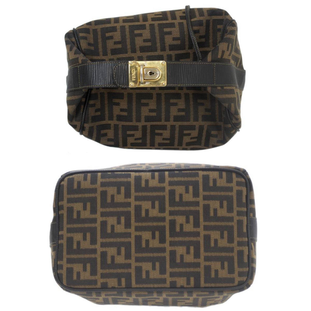 FENDI Vanity Bag Handbag Zucca Pattern Brown