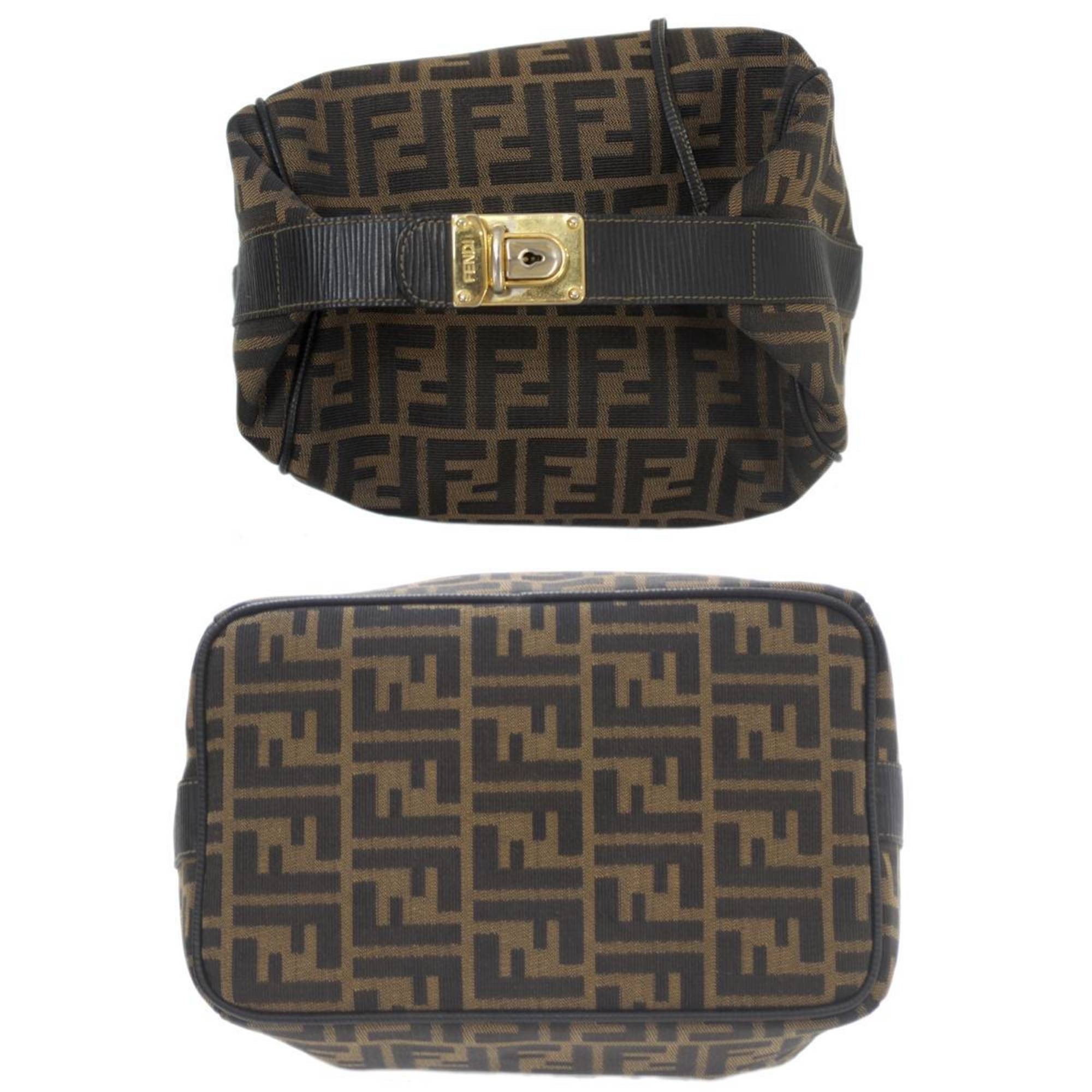 FENDI Vanity Bag Handbag Zucca Pattern Brown