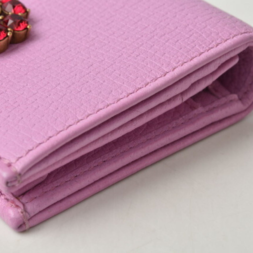 Gucci Mini Wallet/Coin Case GUCCI Folding Wallet 499783 GG Marmont Rhinestone Rose Pink