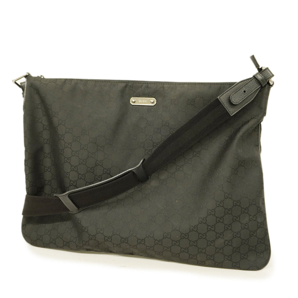 GUCCI  Shoulder Bag GG Nylon 190628 Women's Nylon,Leather Shoulder Bag Black
