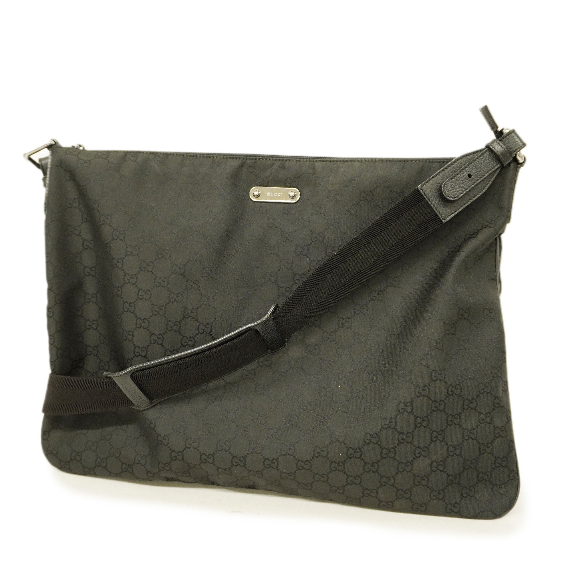 GUCCI  Shoulder Bag GG Nylon 190628 Women's Nylon,Leather Shoulder Bag Black