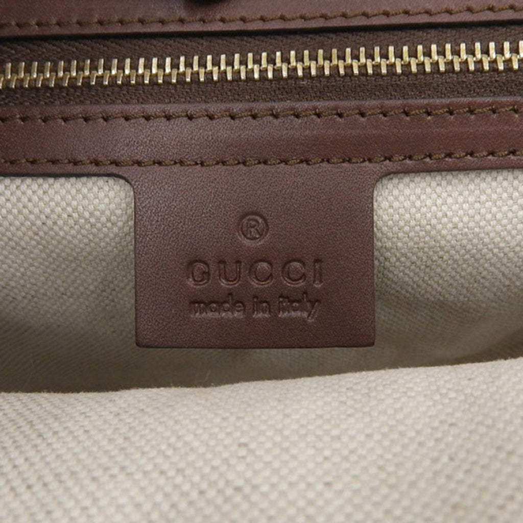 GUCCI Diamante Leather Handbag 269878 Brown Women's