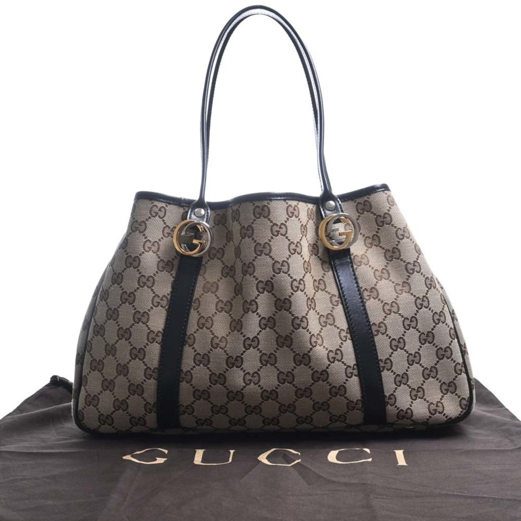 GUCCI GG Canvas Twins Tote Bag 232957 Beige/Black Women's