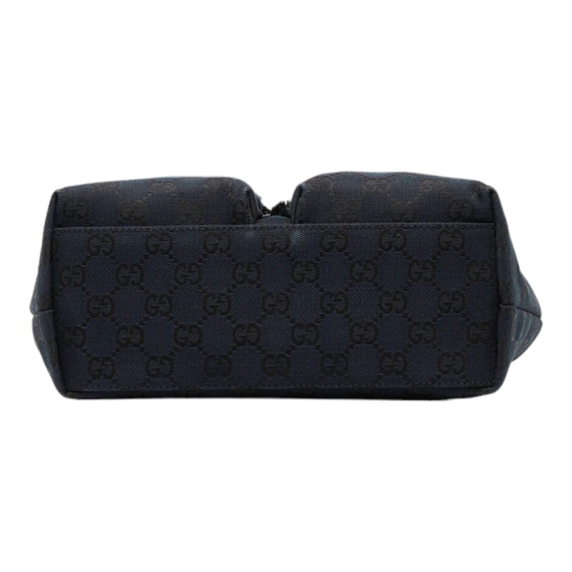 GUCCI GG canvas handbag tote bag 0021080 black leather ladies