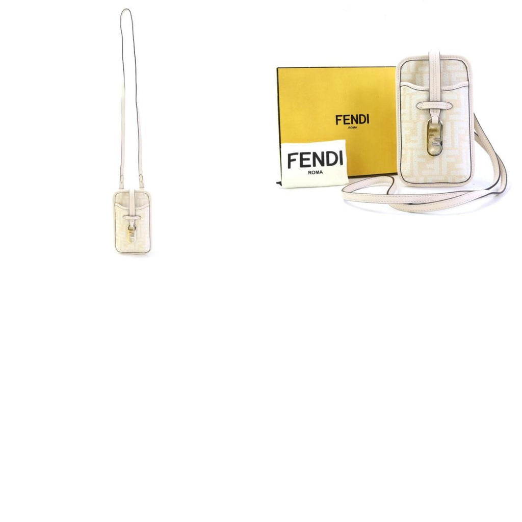 FENDI Pouch Phone Orlock Leather/Viscose Pink Beige Women's 7AS131 ALG7