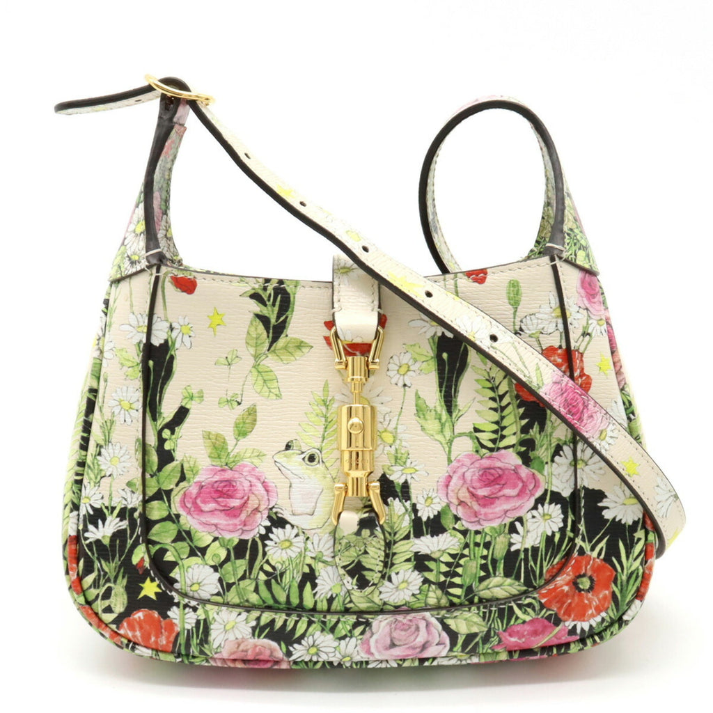 GUCCI Jackie 1961 Hobo Handbag Shoulder Higuchi Yuko Collaboration Flower Leather Ivory Day Limited 637091