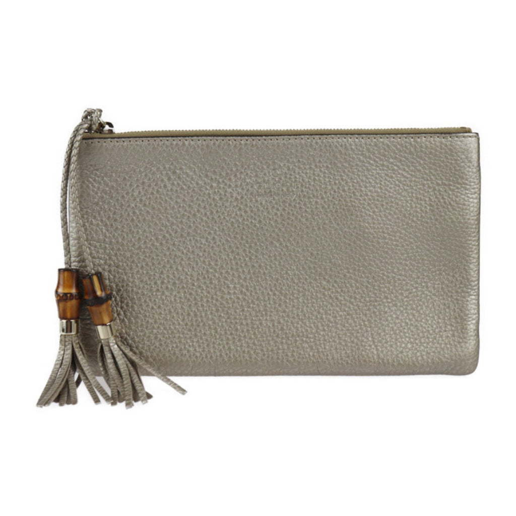 GUCCI Bamboo Clutch Bag 376854 Leather Gold Series Second Pouch Tassel
