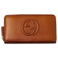 GUCCI Wallet Women's Long Soho Leather Orange 308280 Metallic Tassel Round