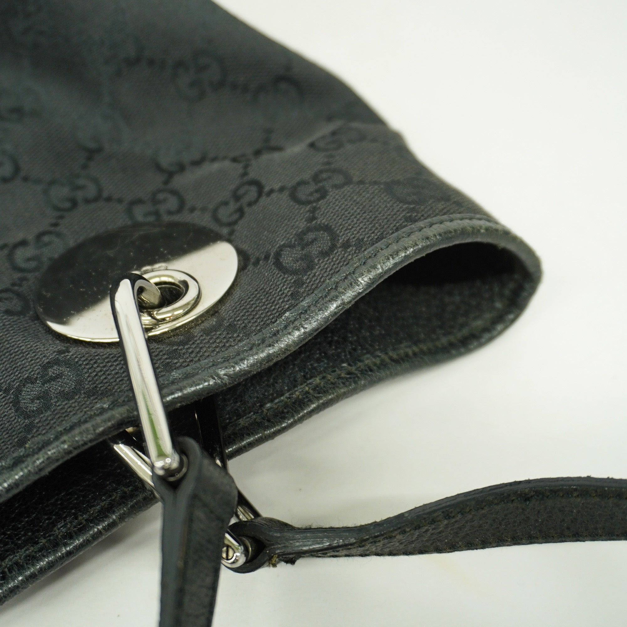 GUCCI  GG Canvas120836 Women's Leather Handbag,Tote Bag Black
