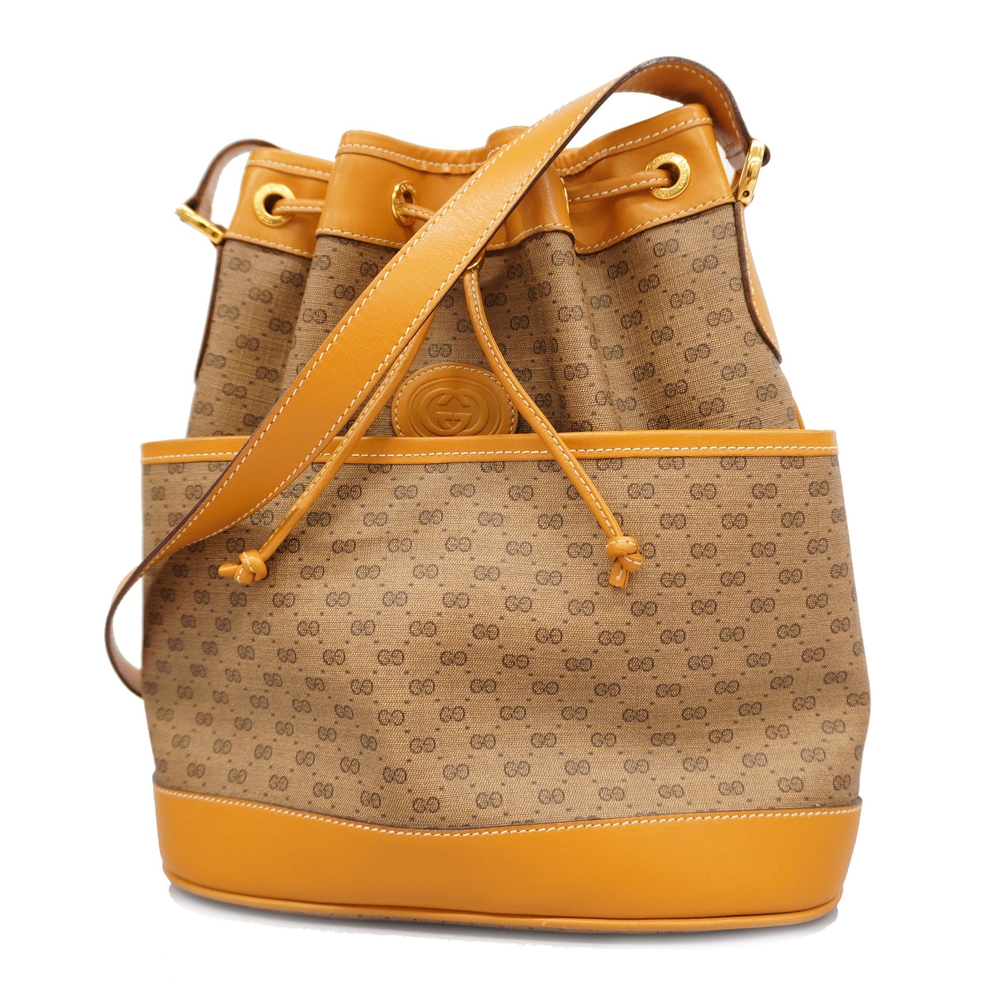 GUCCI  Micro GG 001 165 0937 Women's PVC,Leather Shoulder Bag Beige