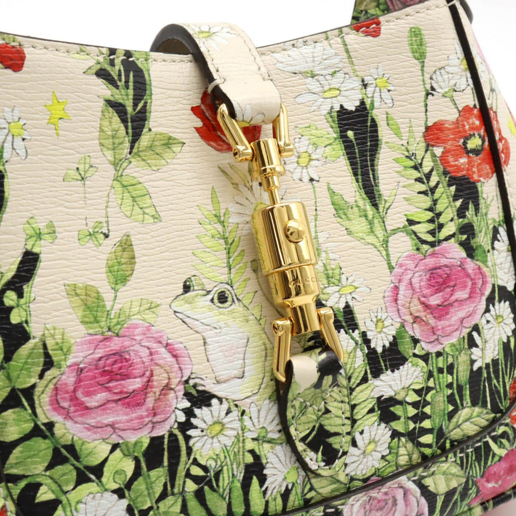 GUCCI Jackie 1961 Hobo Handbag Shoulder Higuchi Yuko Collaboration Flower Leather Ivory Day Limited 637091
