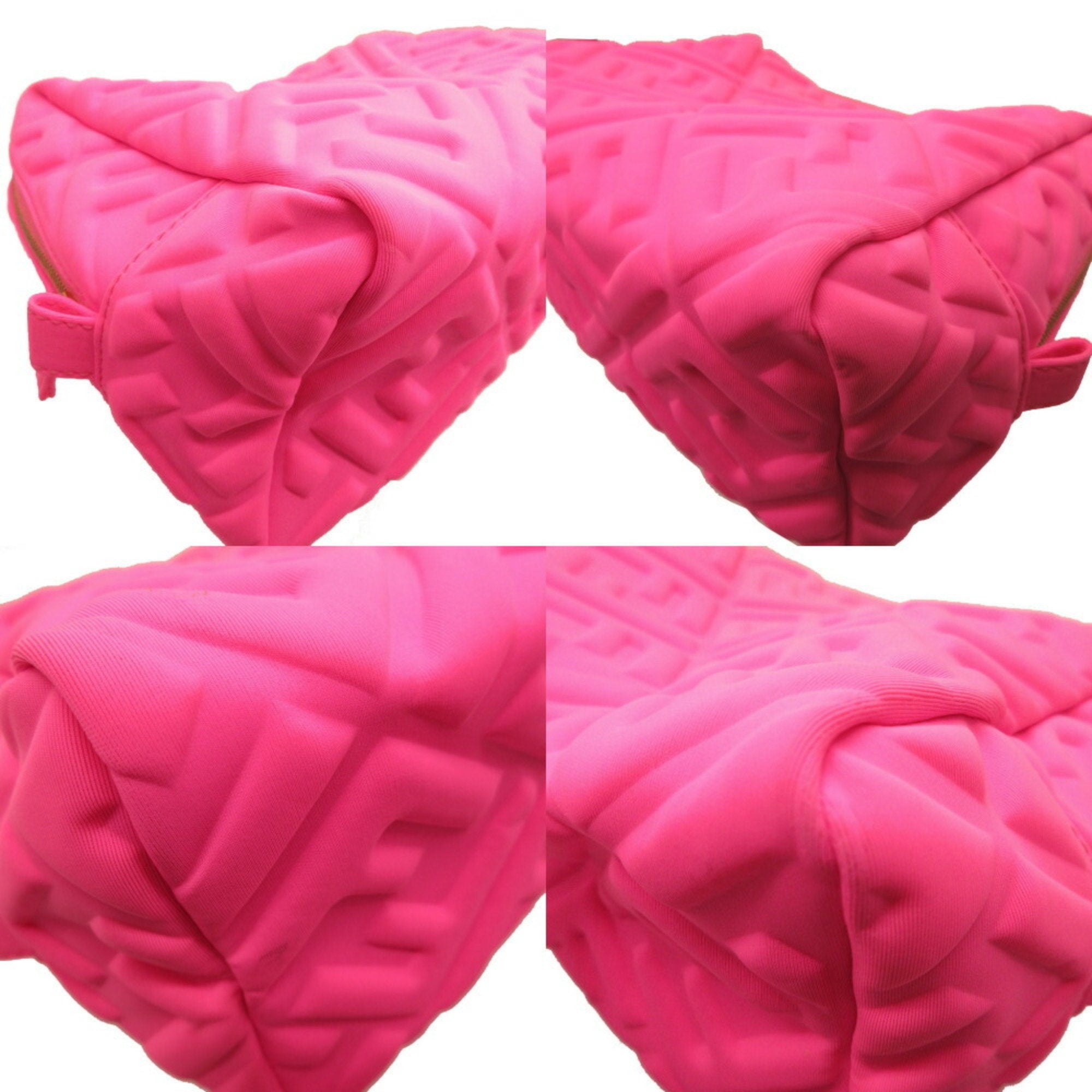FENDI Zucca FF Embossed 8N0171 Polyamide Pink Pouch Bag