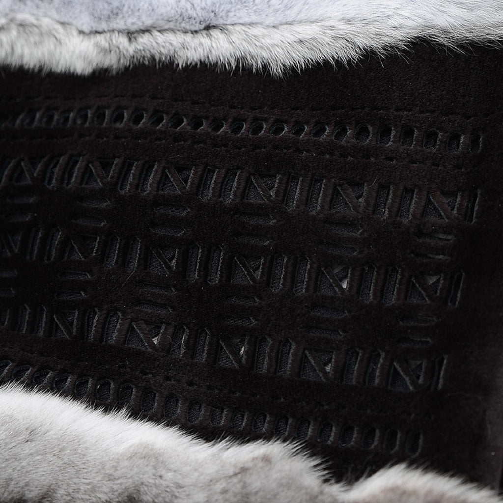FENDI fur muffler silk shawl grey/white