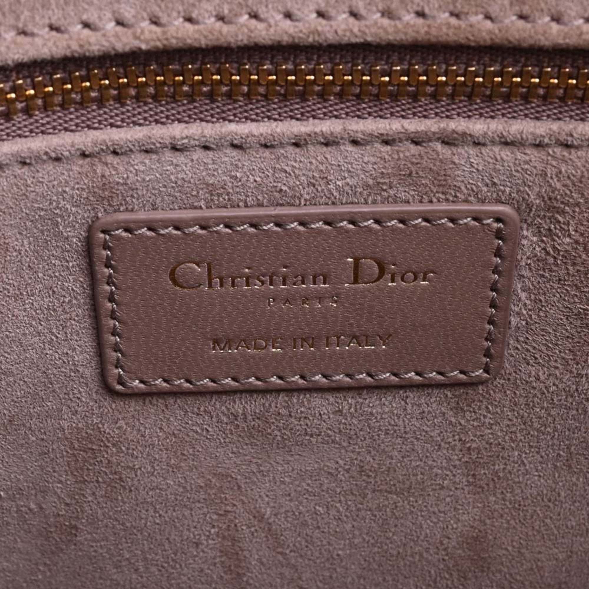 CHRISTIAN DIOR Lady Cannage Leather Handbag M0565OCEA Brown Women's