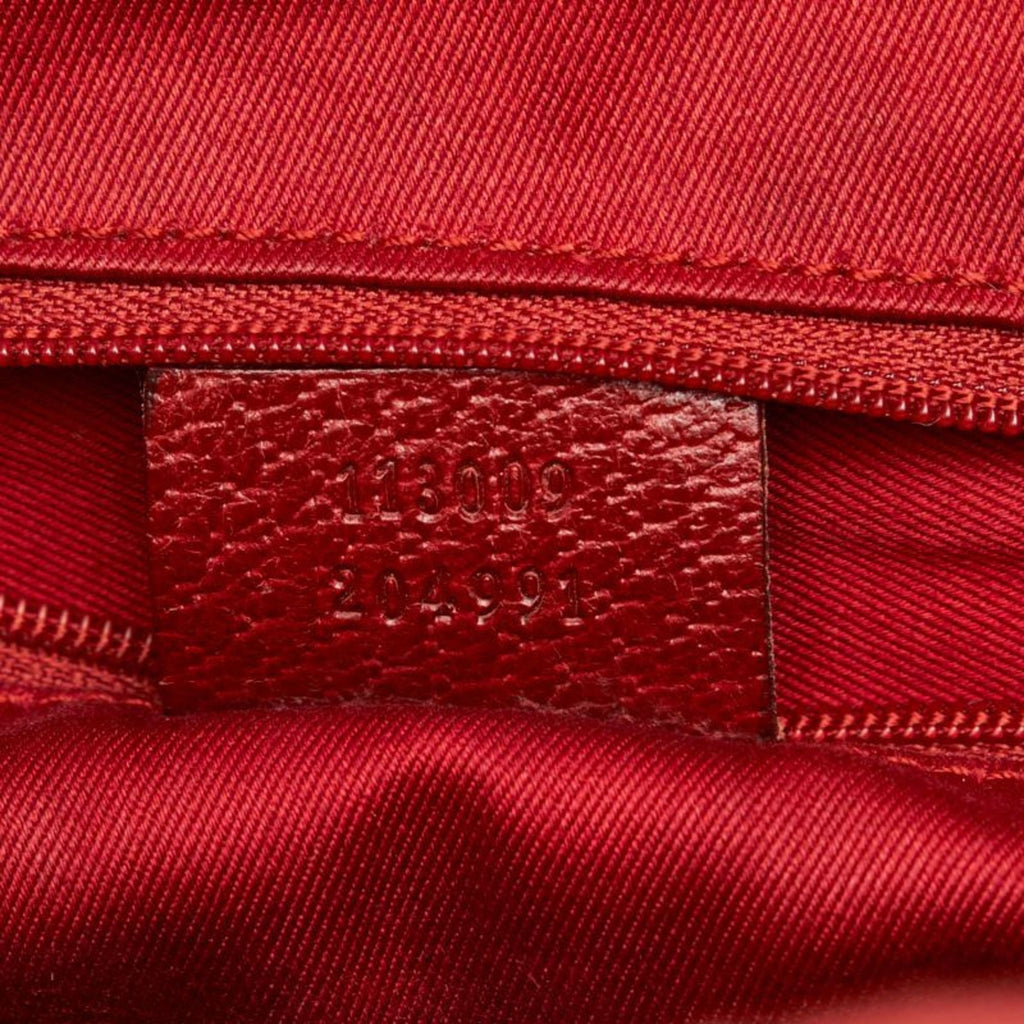 GUCCI GG Canvas Handbag Boston Bag 113009 Red Leather Women's