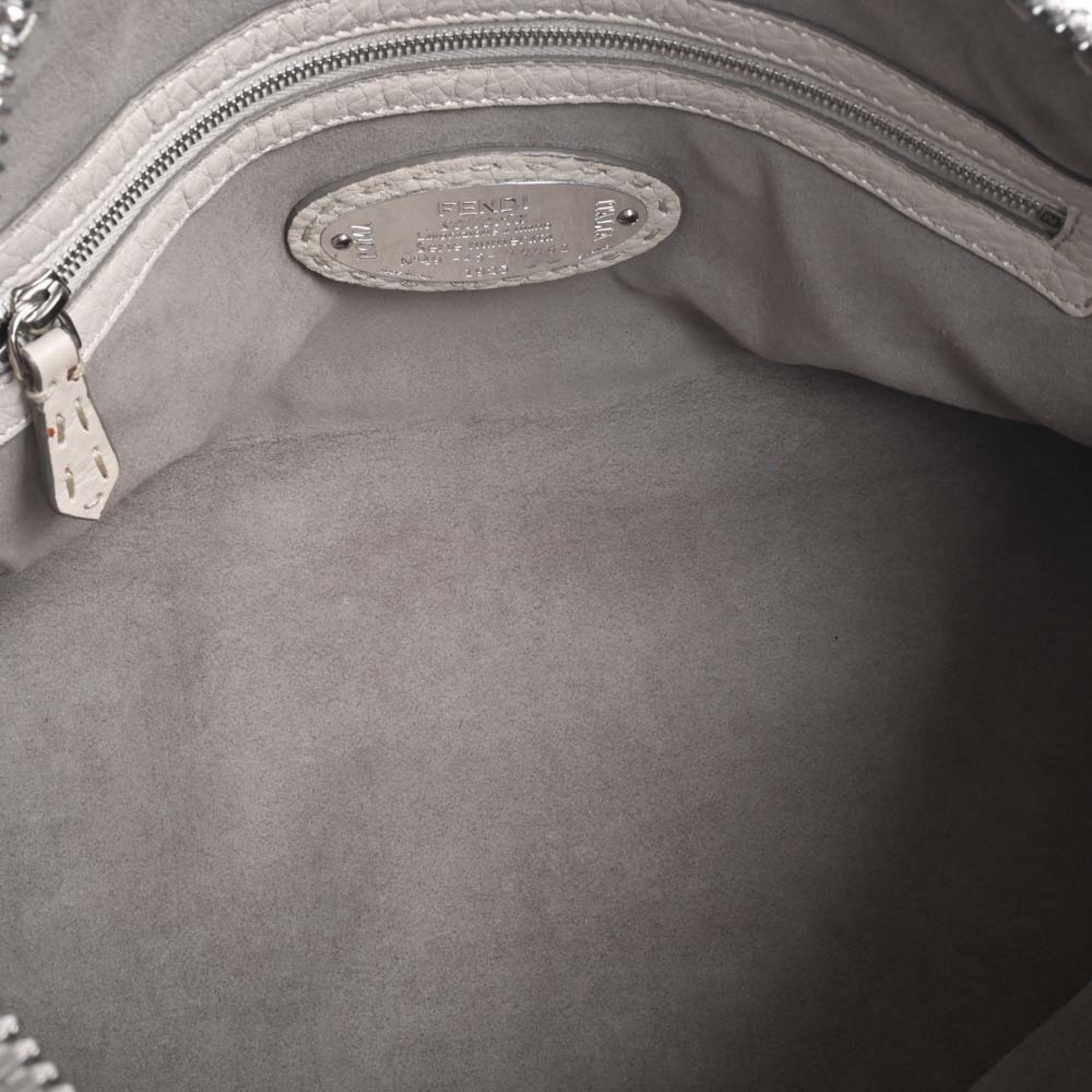 FENDI Selleria Leather Ray Handbag 8BL137 Beige Ladies