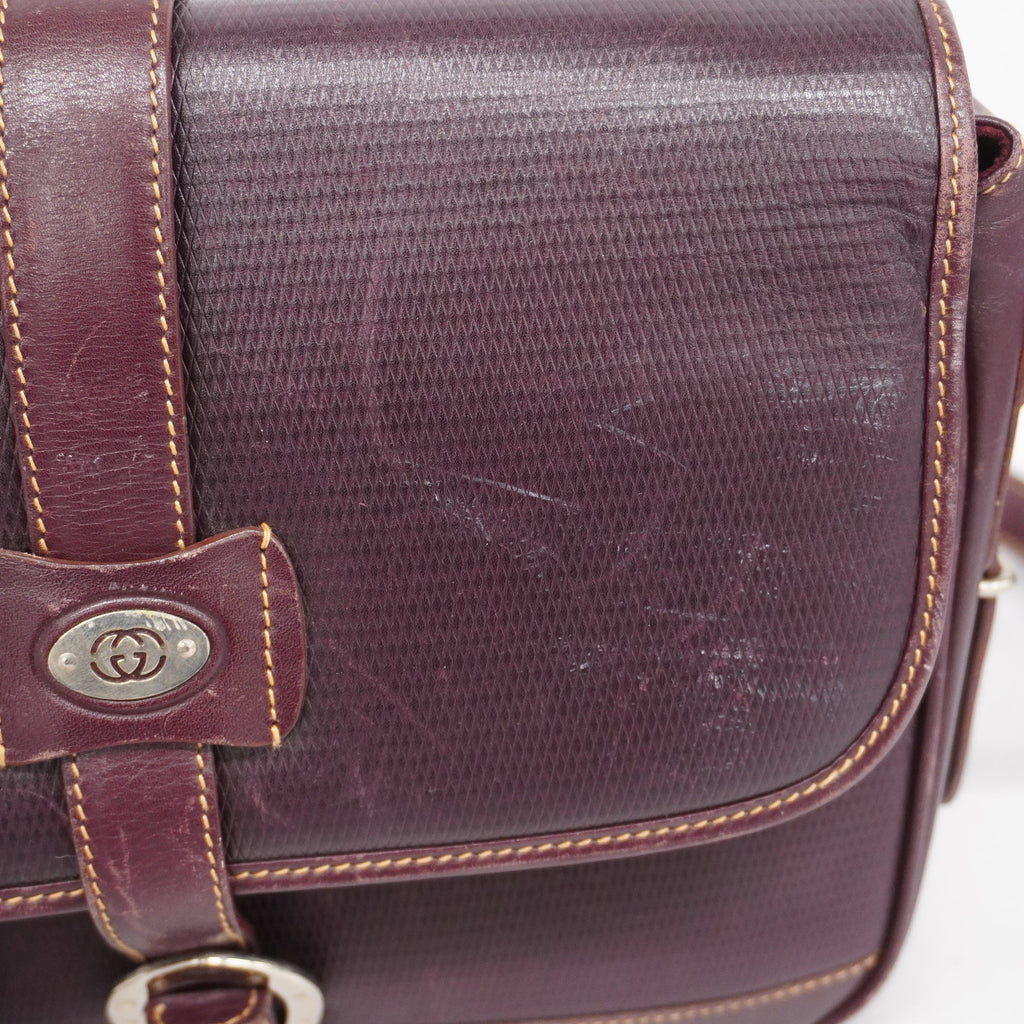 GUCCI  GG Canvas Shoulder Bag 001 106 0466 Women's Leather Bordeaux